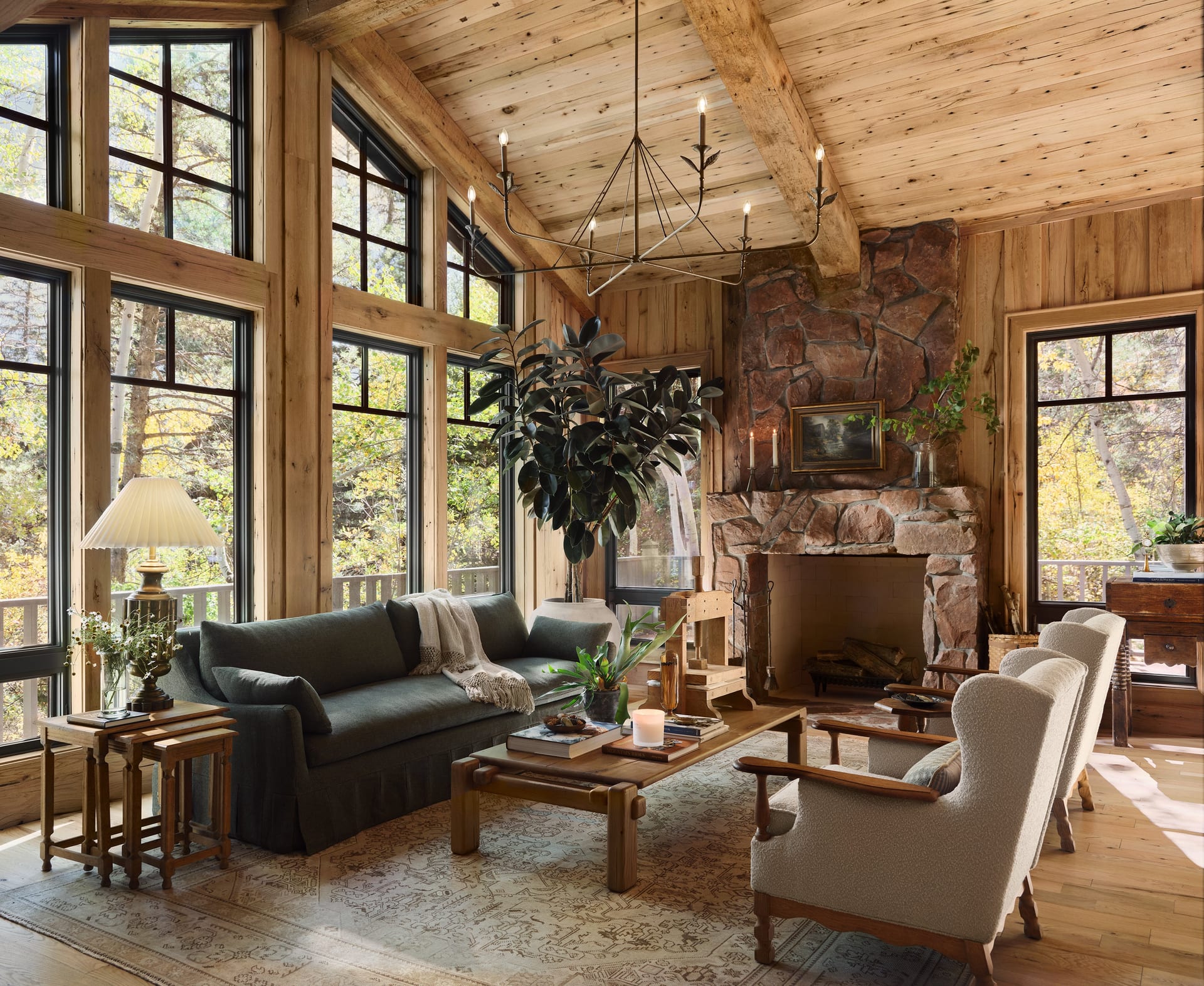 客厅看向树林